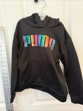 Puma Black Hoodie with Rainbow PUMA Graphic